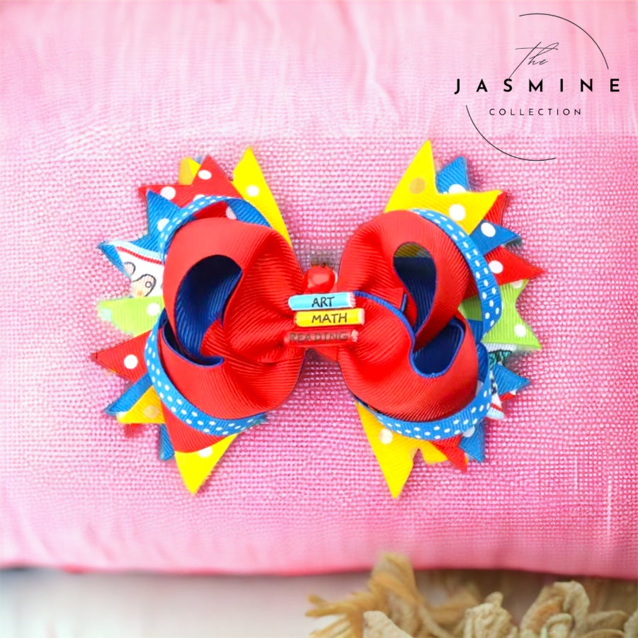 Back To School Hair Bow Clip