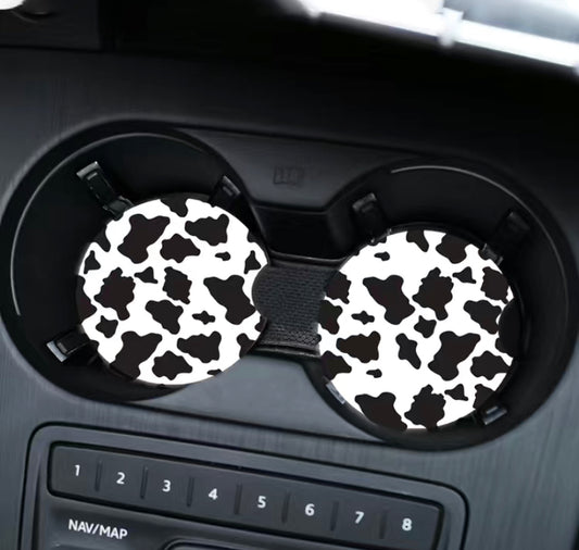 Cow Print Car Coasters