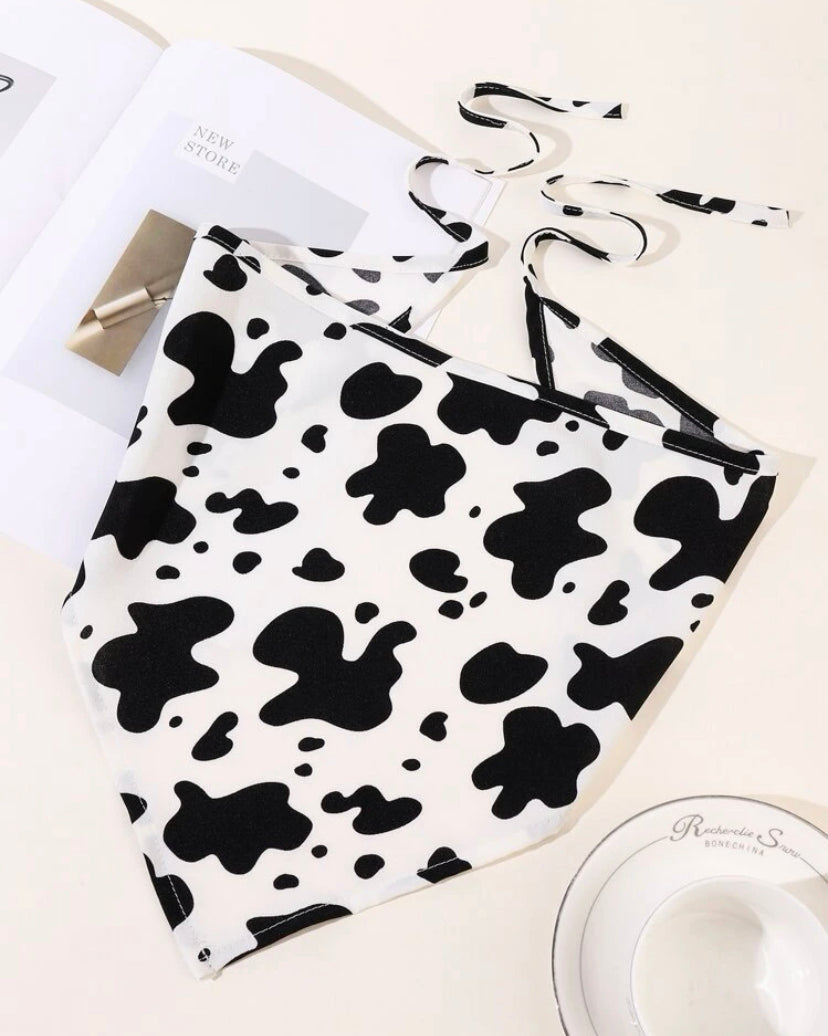 Cow Print Kerchief Hair Cover